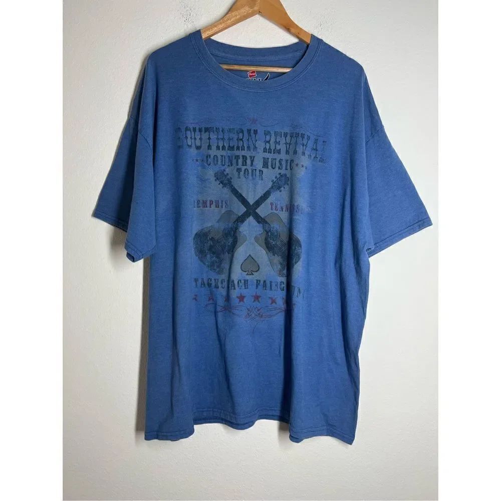 Hanes Southern Revival Country Music Tour Men’s T-shirt Size 2XL Blue